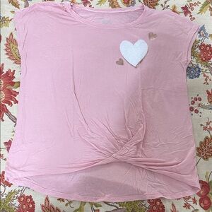 Pink T-Shirt with Heart Accents